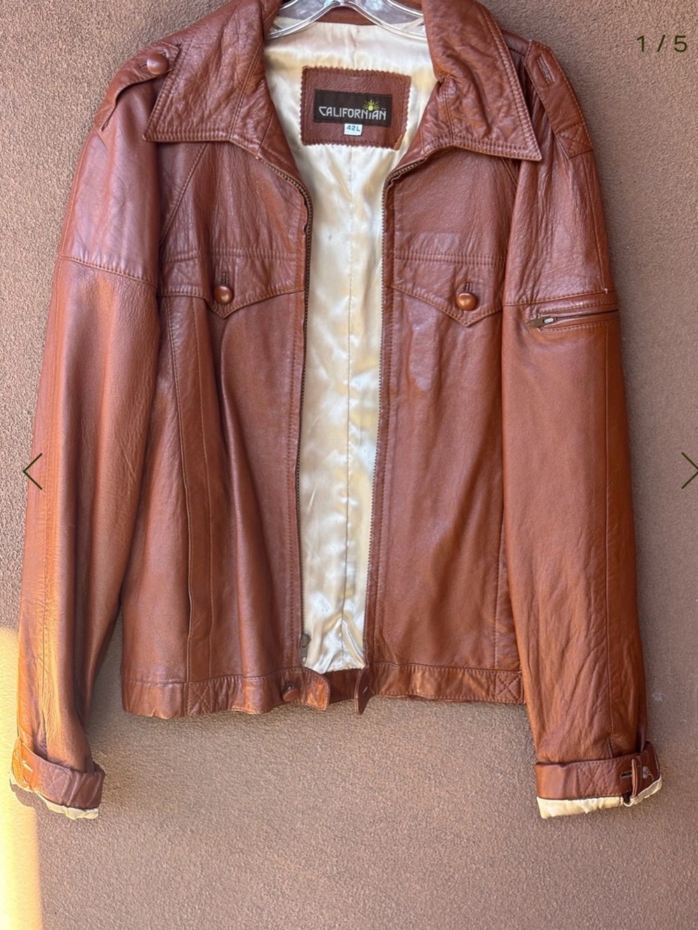 Vintage Californian Men's Brown Leather Jacket